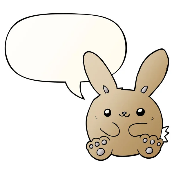 Dessin animé lapin et bulle d'expression dans un style dégradé lisse — Image vectorielle