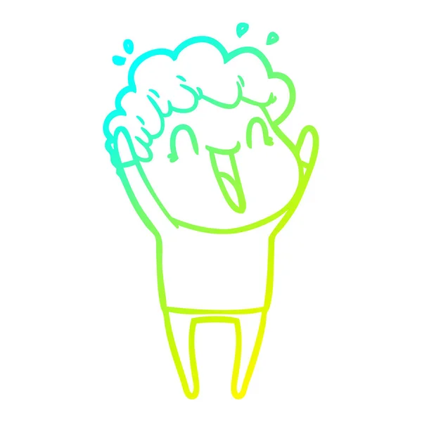Froid dégradé ligne dessin dessin animé heureux homme — Image vectorielle