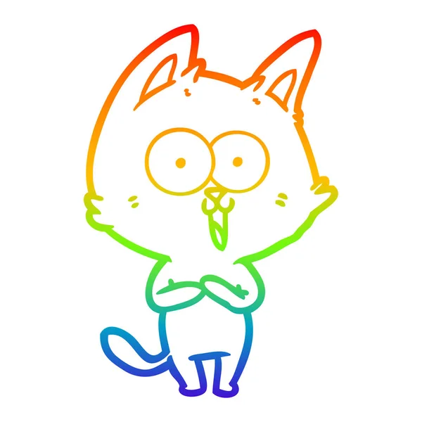 虹のグラデーションライン描画面白い漫画の猫 — ストックベクタ