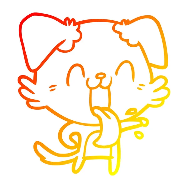 Warme kleurovergang lijntekening cartoon hijgen hond — Stockvector