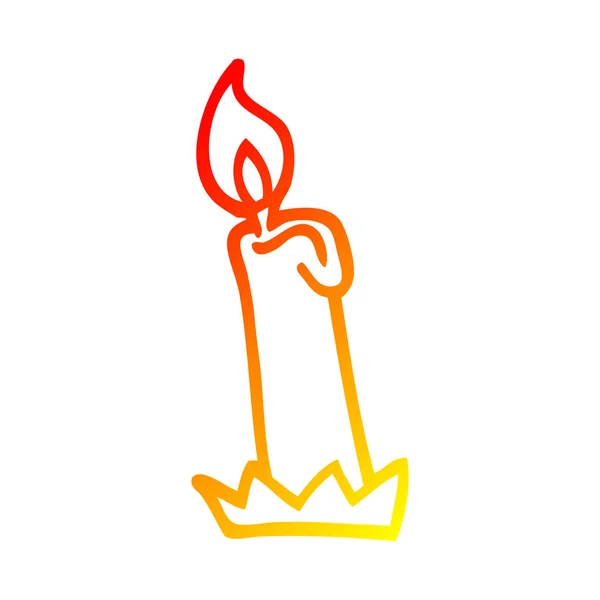 Тёплая градиентная линия рисования мультяшной свечи — стоковый вектор