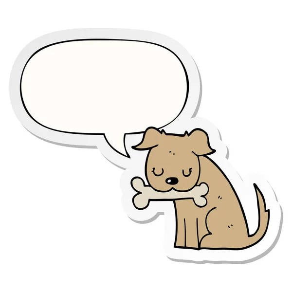 Adesivo cane del fumetto e bolla vocale — Vettoriale Stock