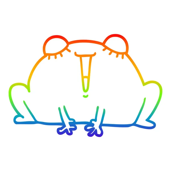 Duhový gradient čára kreslení roztomilá kreslená žába — Stockový vektor