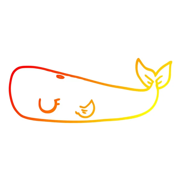 Linha de gradiente quente desenho baleia dos desenhos animados —  Vetores de Stock