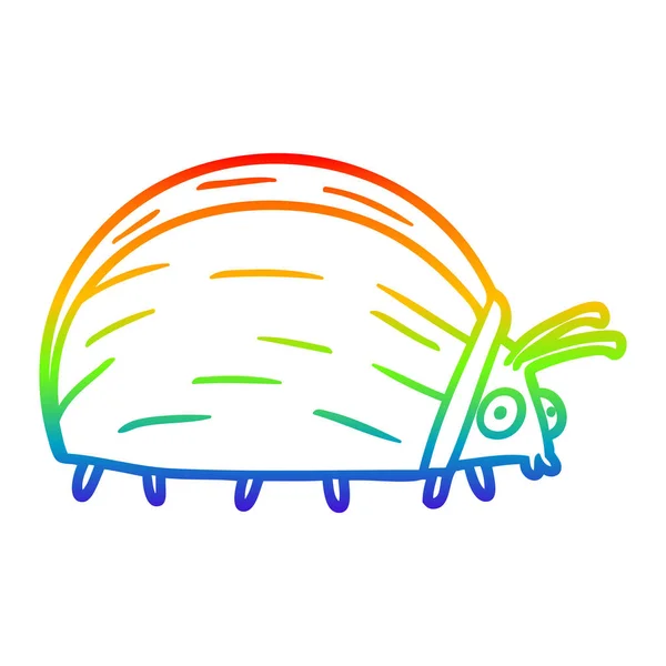 Linha gradiente arco-íris desenho enorme bug cartoon — Vetor de Stock