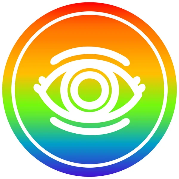 Staring eye circular in rainbow spectrum — Stock Vector