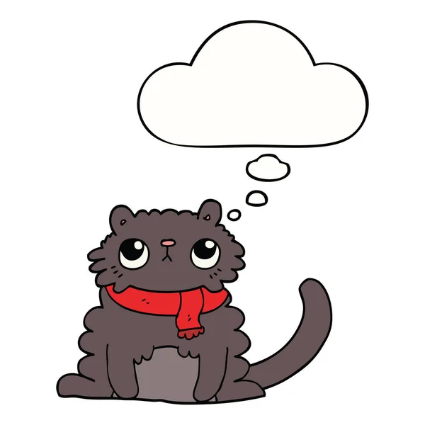 Cartoon-Katze und Gedankenblase — Stockvektor