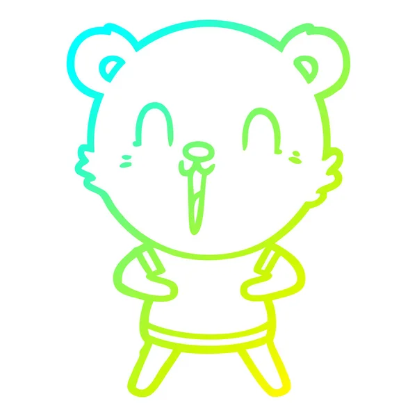 Kall gradient linje ritning Happy Cartoon Bear — Stock vektor