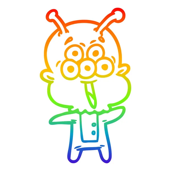 Arco iris gradiente línea dibujo feliz dibujos animados extranjero — Vector de stock