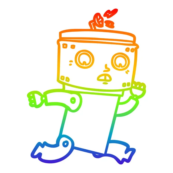 Regenboog gradiënt lijntekening cartoon robot — Stockvector