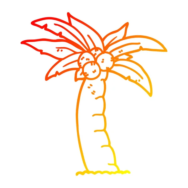 Linha gradiente quente desenho cartoon palmeira — Vetor de Stock