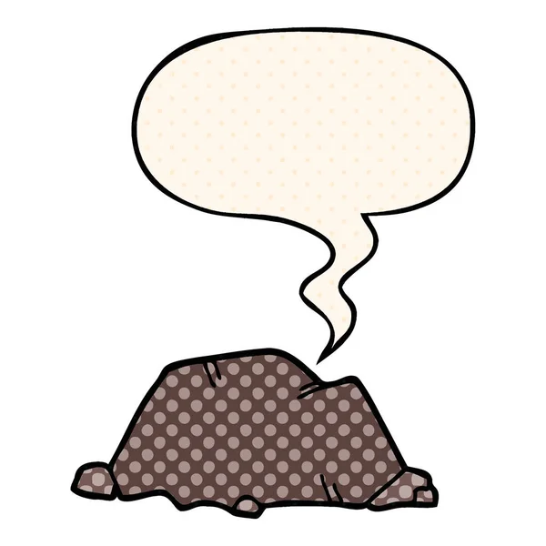 Cartoon Rock en Speech bubble in Comic Book stijl — Stockvector