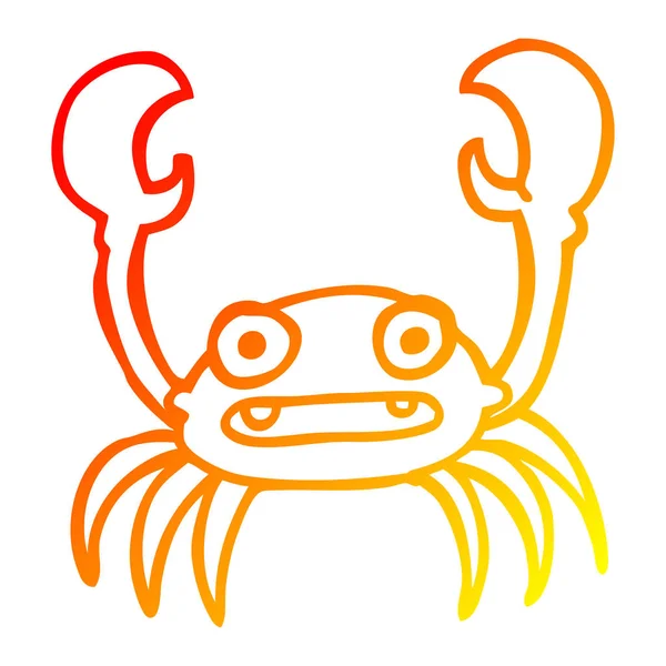 Warme Gradientenlinie Zeichnung Cartoon Krabbe — Stockvektor