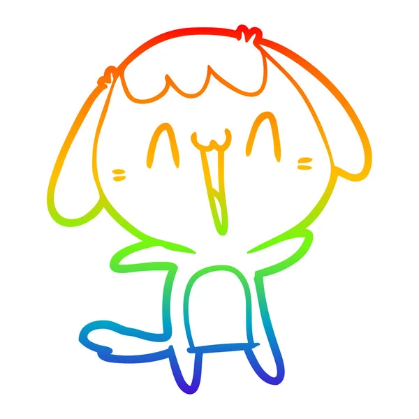 Arco iris gradiente línea dibujo dibujos animados riendo perro — Archivo Imágenes Vectoriales