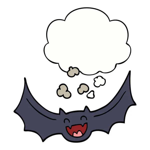 Morcego de desenho animado e bolha de pensamento — Vetor de Stock