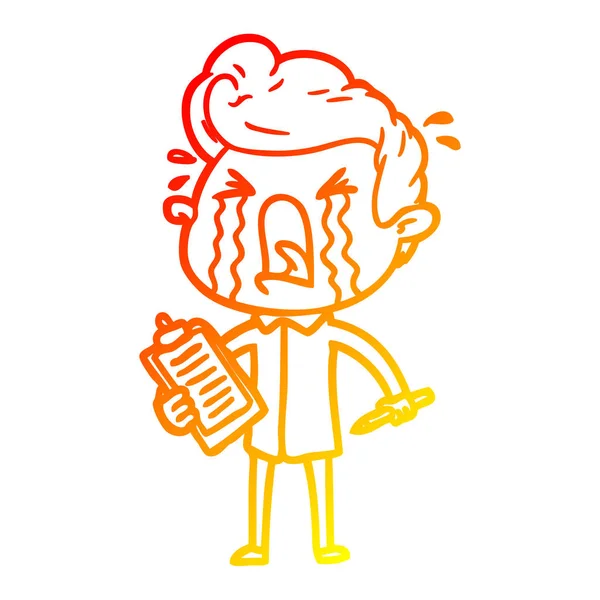 Sıcak degrade çizgi çizim karikatür ağlayan adam — Stok Vektör