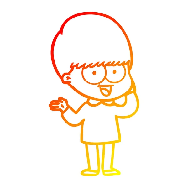 Sıcak degrade çizgi çizim mutlu karikatür çocuk — Stok Vektör