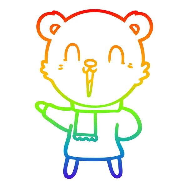 Gökkuşağı degrade çizgi çizim mutlu karikatür kutup ayısı — Stok Vektör