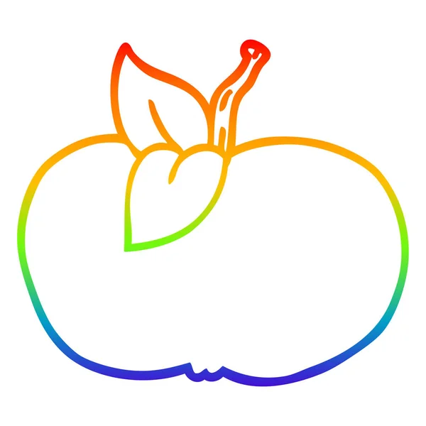 Радужная градиентная линия рисования мультяшного сочного яблока — стоковый вектор