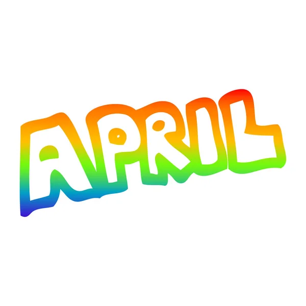 4月の虹のグラデーション線描画漫画月 — ストックベクタ