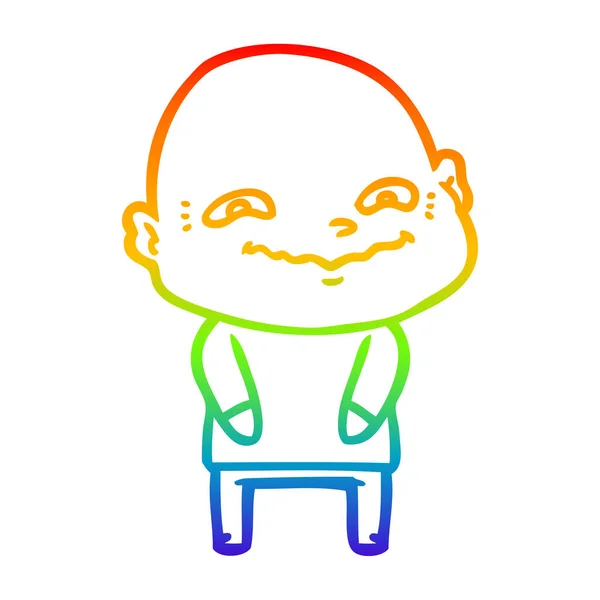 Rainbow gradient linje ritning tecknad läskiga killen — Stock vektor