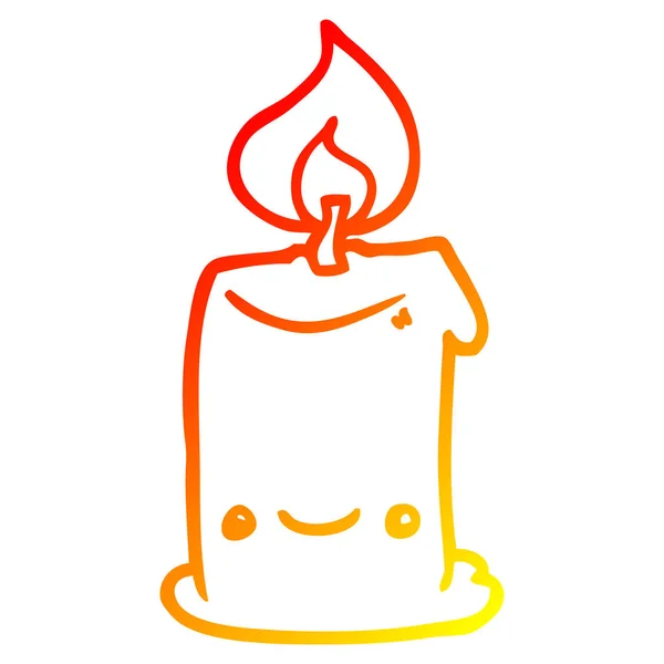 Warm gradient line drawing cartoon candle — Stock Vector