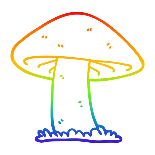 Rainbow gradient line drawing cartoon mushroom — Stock Vector