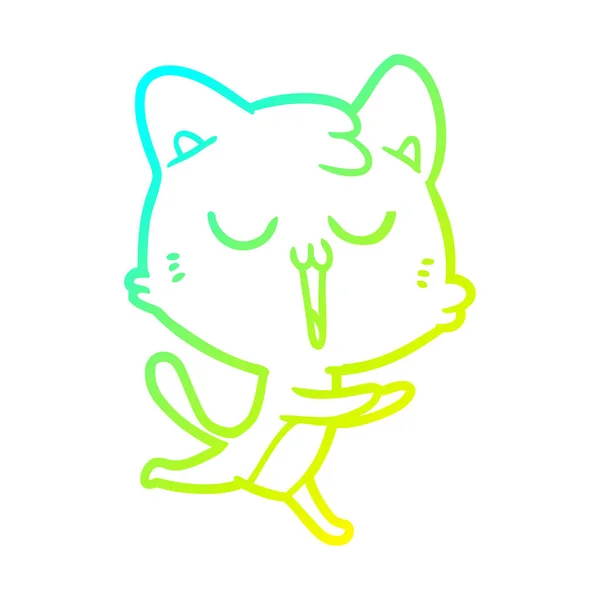 Linha gradiente frio desenho desenho desenho desenho animado gato canto —  Vetores de Stock