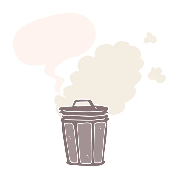 Bande dessinée poubelle puante et bulle de la parole dans un style rétro — Image vectorielle