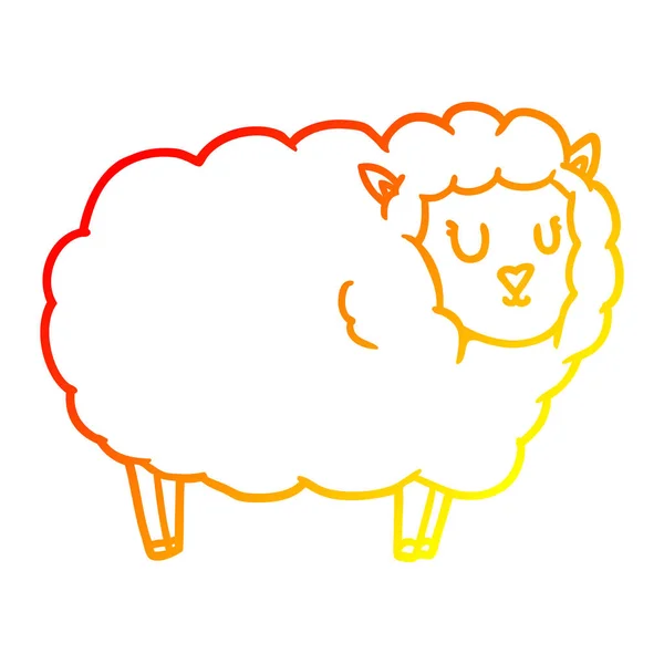 Chaud dégradé ligne dessin dessin animé moutons — Image vectorielle