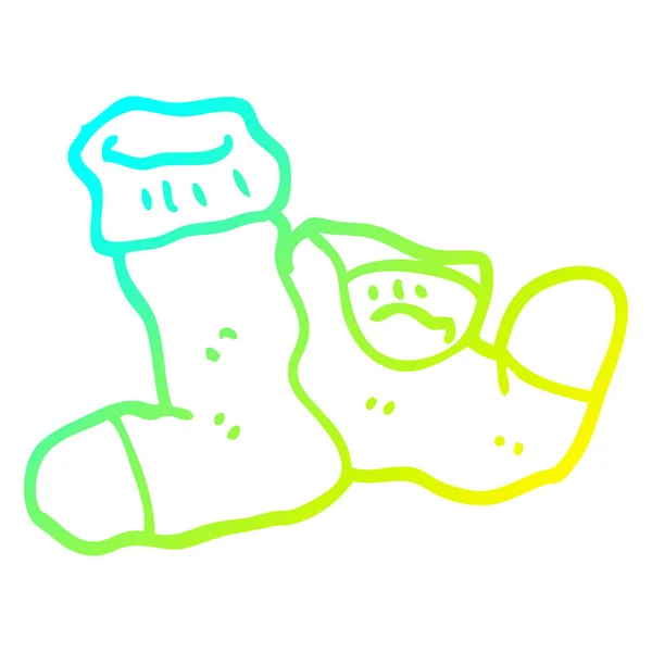 Kalte Gradientenlinie Zeichnung Cartoon-Socken — Stockvektor