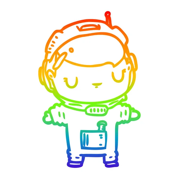 Linea gradiente arcobaleno disegno carino astronauta — Vettoriale Stock
