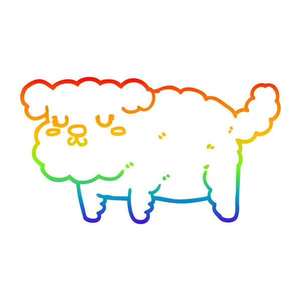 Rainbow gradient ligne dessin chien dessin animé — Image vectorielle