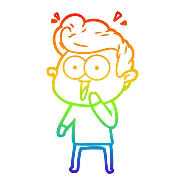 Regenboog gradiënt lijntekening cartoon man — Stockvector