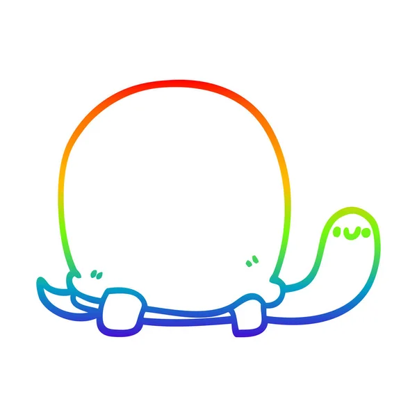 かわいい漫画の亀を描く虹のグラデーションライン — ストックベクタ