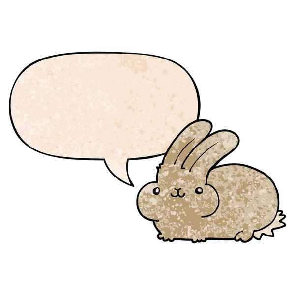 Dessin animé lapin et bulle de parole dans le style de texture rétro — Image vectorielle