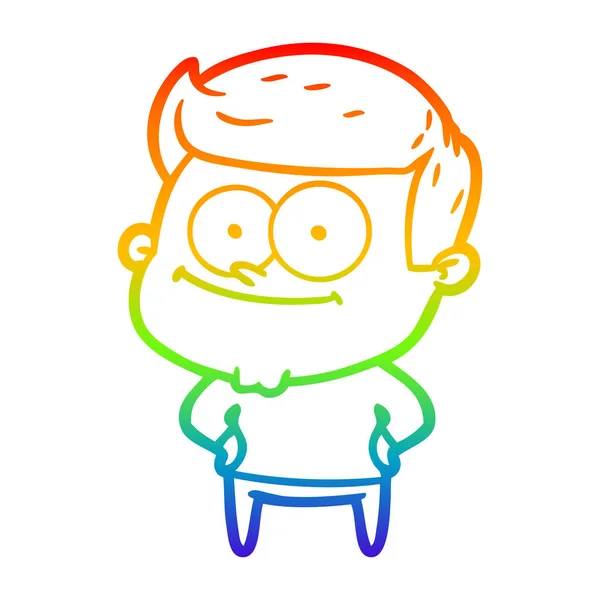 Rainbow gradient ligne dessin dessin animé heureux homme — Image vectorielle