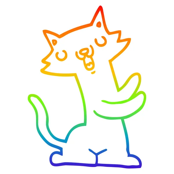 Ουράνιο τόξο γραμμή διαβάθμισης σχέδιο γάτα καρτούν — Διανυσματικό Αρχείο