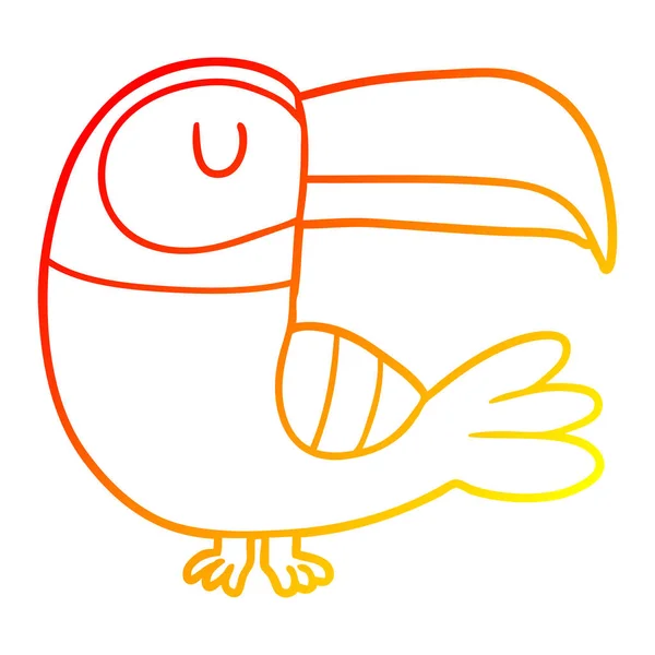 Warme gradiënt lijntekening cartoon Toucan — Stockvector