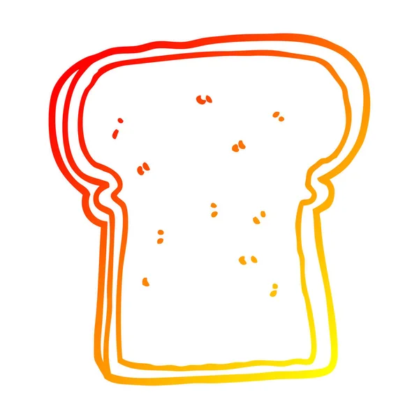 Linha gradiente quente desenho banda desenhada fatia de pão — Vetor de Stock