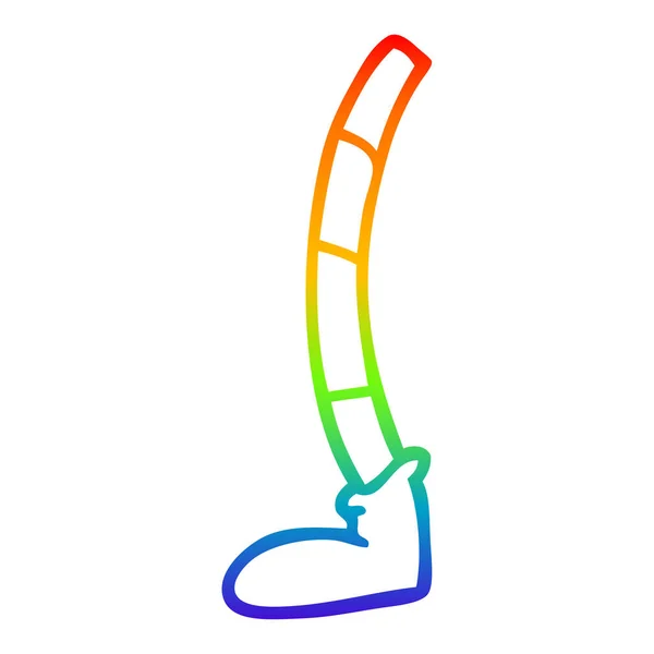 Regenboog gradiënt lijntekening cartoon retro been — Stockvector
