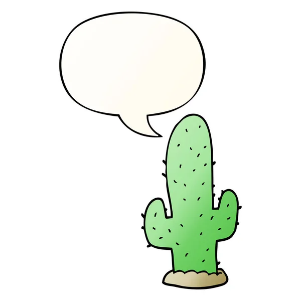 Cactus de dibujos animados y burbuja del habla en estilo de gradiente suave — Archivo Imágenes Vectoriales