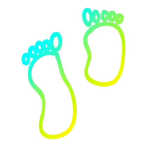 Froid gradient ligne dessin dessins animés empreintes de pieds — Image vectorielle