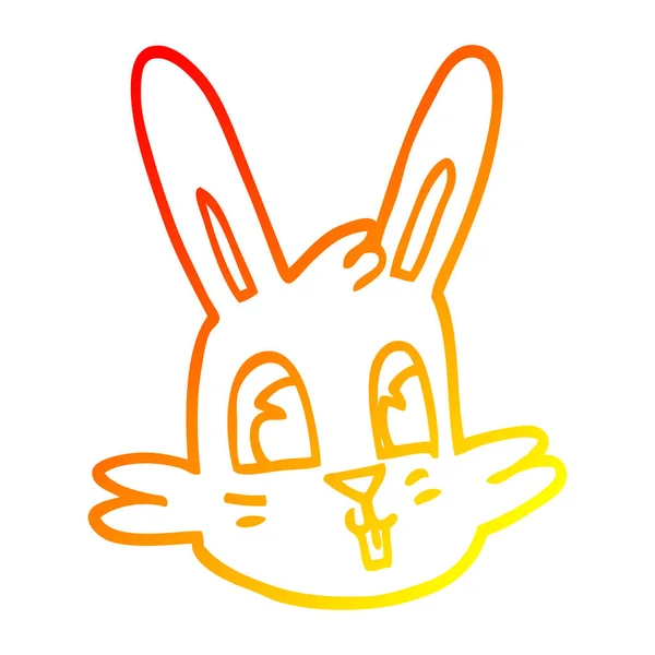 Línea de gradiente caliente dibujo de dibujos animados cara de conejo — Vector de stock