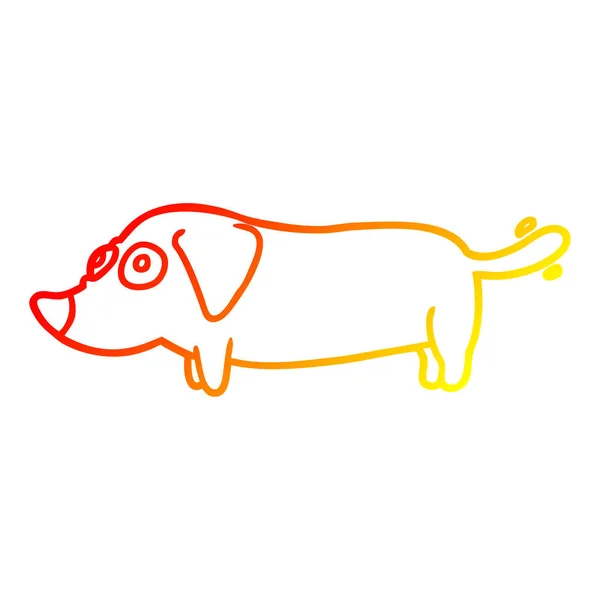 Warm gradient line drawing little dog — Stock Vector
