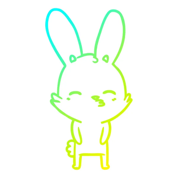 Cold gradient line drawing curious bunny cartoon — стоковый вектор