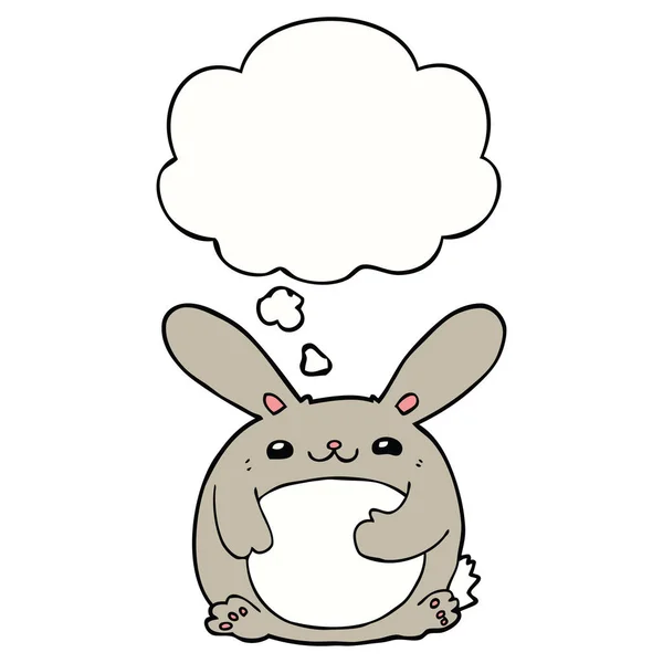 Dessin animé lapin et bulle de pensée — Image vectorielle