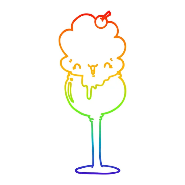 Regenbogen-Gradienten-Linie Zeichnung niedlich Cartoon Eis Wüste — Stockvektor