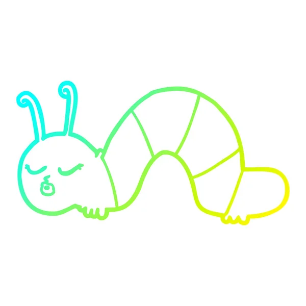 Cold gradient line drawing cartoon caterpillar — Stock Vector