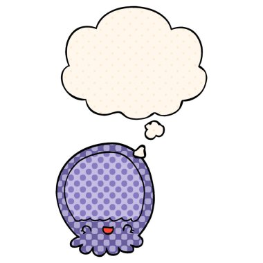 çizgi film denizanası ve çizgi roman tarzında düşünce balonu